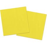 Servetten van papier 33 x 33 cm in het geel - Uni kleuren thema voor verjaardag of feestje - Inhoud: 80x stuks