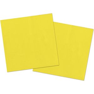 Servetten van papier 33 x 33 cm in het geel - Uni kleuren thema voor verjaardag of feestje - Inhoud: 80x stuks