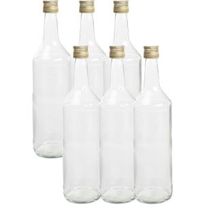 12x Diy glazen cadeau/decoratie flesjes 1000 ml met dop 8,5 x 31 cm - 1 liter - Weggevertjes/bedankjes bruiloften en babyshowers