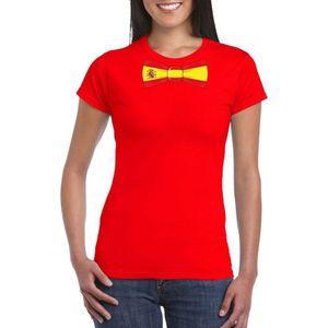 Rood t-shirt met Spaanse vlag strikje dames -  Spanje supporter