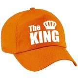 2x stuks the King pet / cap oranje met witte letters en kroon voor heren - Koningsdag - verkleedpet / feestpet