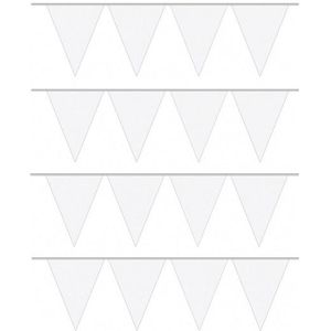 4x Vlaggenlijnen wit 10 meter - Slingers - Vlaggetjes - Bruiloft/huwelijk/communie/verjaardag versiering