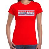 Buurman verkleed t-shirt rood voor dames - buurman carnaval / feest shirt kleding / kostuum