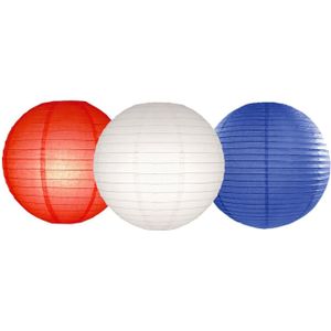 Set van 9x stuks Holland/Nederlandse vlag kleuren luxe party lampionnen dia 25 cm voor tuinfeest