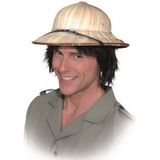 2x stuks tropen/safari thema verkleed helm van stro 60 cm - Carnaval hoeden/helmen