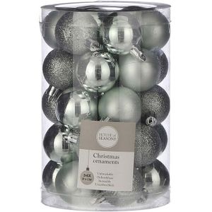 34x Kunststof kerstballen mint 4 cm - Pakket met mint groene kerstballen 4 cm - Kerstboomversiering/kerstversiering