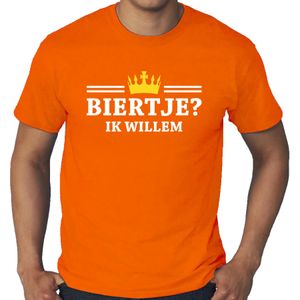 Grote maten Koningsdag t-shirt biertje ik willem - oranje - heren - koningsdag outfit / kleding