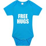 Free hugs tekst baby rompertje blauw jongens - Kraamcadeau - Babykleding