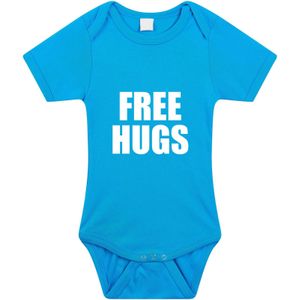 Free hugs tekst baby rompertje blauw jongens - Kraamcadeau - Babykleding