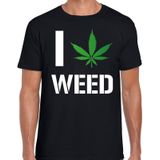 I love Weed fun t-shirt zwart voor heren - Wiet shirt