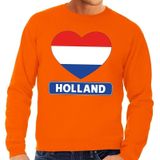 Oranje Holland hart vlag sweater / trui heren - Oranje Koningsdag/ supporter kleding