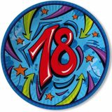 20x stuks Papieren party bordjes 18 jaar thema blauw - Verjaardag feestartikelen - Formaat 23 cm