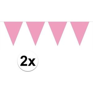 2x Mini vlaggenlijn / slinger - 350 cm - baby roze - babyshower / geboorte meisje