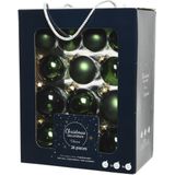 Decoris Kerstballen - 26 stuks - glas - donkergroen - 5-6-7 cm