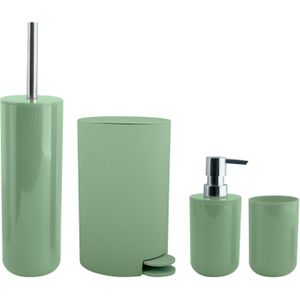 MSV Toiletborstel in houder/beker/zeeppompje/pedaalemmer set Moods - kunststof - groen