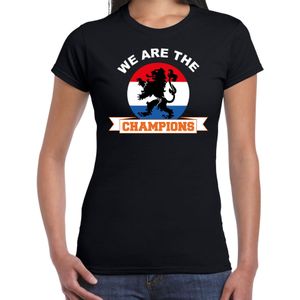 Zwart fan t-shirt voor dames - we are the champions - Holland / Nederland supporter - EK/ WK shirt / outfit