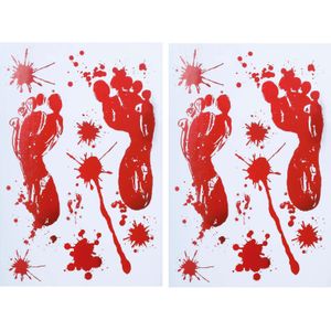 Fiestas Horror raamstickers bloedspetters - 2x - 25 x 35 cm - herbruikbaar - Halloween thema decoratie/versiering