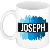 Joseph naam cadeau mok / beker met  verfstrepen - Cadeau collega/ vaderdag/ verjaardag of als persoonlijke mok werknemers