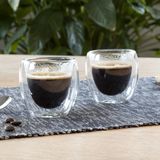 HI koffieglazen/theeglazen dubbelwandig - set 4x - espresso glazen - 80 ml