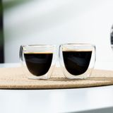 HI koffieglazen/theeglazen dubbelwandig - set 4x - espresso glazen - 80 ml
