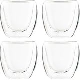 HI koffieglazen/theeglazen dubbelwandig - set 4x - espresso glazen - 80 ml