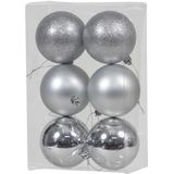 Kerstversiering/kerstboom set mat/glans mix kerstballen in kleur zilver 6 en 8 cm diameter - 36x stuks kerstballen