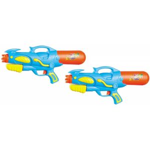 2x Waterpistool/waterpistolen blauw/oranje 50 cm