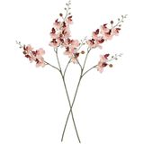 Mica Decorations Kunstbloem Orchidee tak - 2x - lichtroze - 75 cm - Kunst zijdebloemen