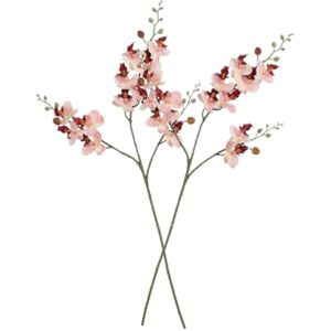 Mica Decorations Kunstbloem Orchidee tak - 2x - lichtroze - 75 cm - Kunst zijdebloemen