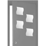 5Five Plak spiegels tegels - 4x stuks - glas - zelfklevend - 20 x 20 cm - waves - muur/deur/wand