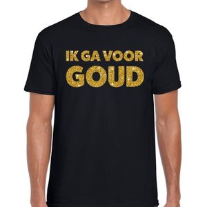 Ik ga voor Goud glitter tekst t-shirt zwart heren - heren shirt Ik ga voor Goud