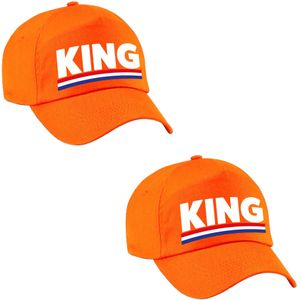 4x stuks king pet / cap oranje - Koningsdag/ EK/ WK - Holland supporter petje / baseball cap