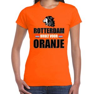 Oranje supporter t-shirt voor dames - Rotterdam brult voor oranje - Nederland supporter - EK/ WK shirt / outfit