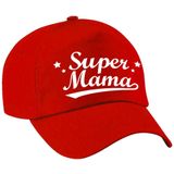 Super mama moederdag cadeau pet / baseball cap rood voor dames -  kado voor moeders