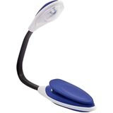 LED leeslampje met klem - 2x - op batterijen - blauw