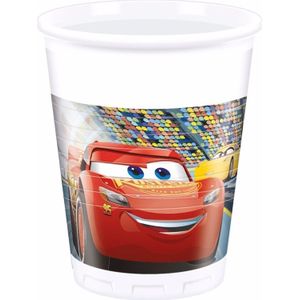 16x stuks Disney Cars feest bekers 200 ml - wegwerpbekers - kinder thema verjaardag feestartikelen