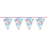 4x Vlaggenlijnen eenhoorn en roze glitters 10 meter - Kinderfeestje/kinderpartijtje versiering - Kinderverjaardag decoratie