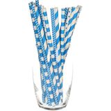 Excellent Houseware Drinkrietjes van papier - 100x - blauw - 20 cm