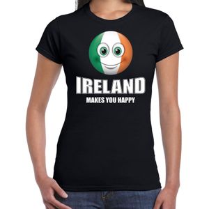 Ireland makes you happy landen t-shirt Ierland met emoticon - zwart - dames -  Ierland landen shirt met Ierse vlag - EK / WK / Olympische spelen outfit / kleding