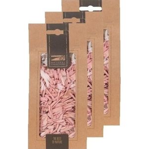 3x Zakje lichtroze houtsnippers 150 gram geboorte decoratie - Babyshower jongen geboren hobby/decoratie materiaal - Houtstukjes licht roze
