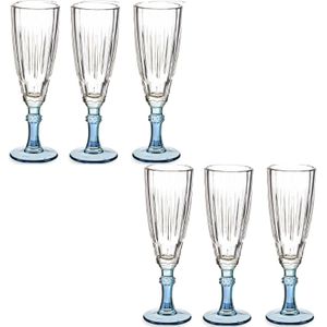 Vivalto - Champagneglazen Exotic Collection set 12x Op Blauw Voet 170ml