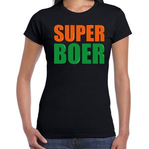 Super boer fun tekst t-shirt zwart dames - Fun tekst /  Verjaardag cadeau / kado t-shirt