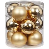 12x stuks glazen kerstballen goud 8 cm glans en mat - Kerstboomversiering/kerstversiering