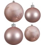 Compleet glazen kerstballen pakket lichtroze glans/mat 38x stuks - 18x 4 cm en 20x 6 cm