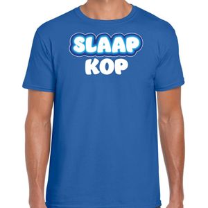 Bellatio Decorations Verkleed T-shirt voor heren - slaapkop - blauw - carnaval/foute party