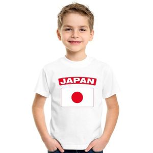Japan t-shirt met Japanse vlag wit kinderen