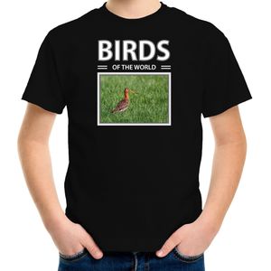 Dieren foto t-shirt Grutto vogel - zwart - kinderen - birds of the world - cadeau shirt vogel liefhebber - kinderkleding / kleding
