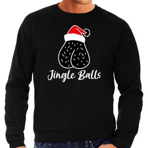 Bellatio Decorations Foute humor Kersttrui jingle balls Kerst - sweater - zwart - heren