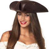 Boland Carnaval verkleed hoed voor een Piraat - bruin - polyester - heren/dames
