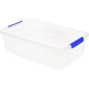 4x Opslagbakjes/organizers met deksel 2 liter 25 cm transparant - Opbergbakjes - Organizers/opbergbakken